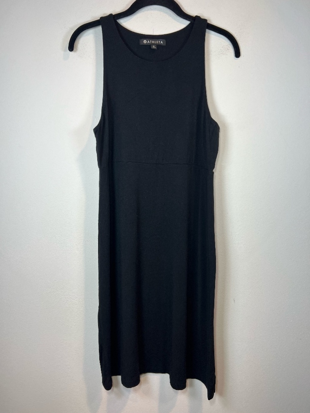 Athleta Santorini High Neck Dress Black Modal UPF 50+ Stretch Travel Size Medium